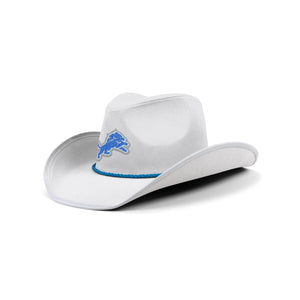 Detroit Lions NFL White Rhinestone Logo Cowboy Hat
