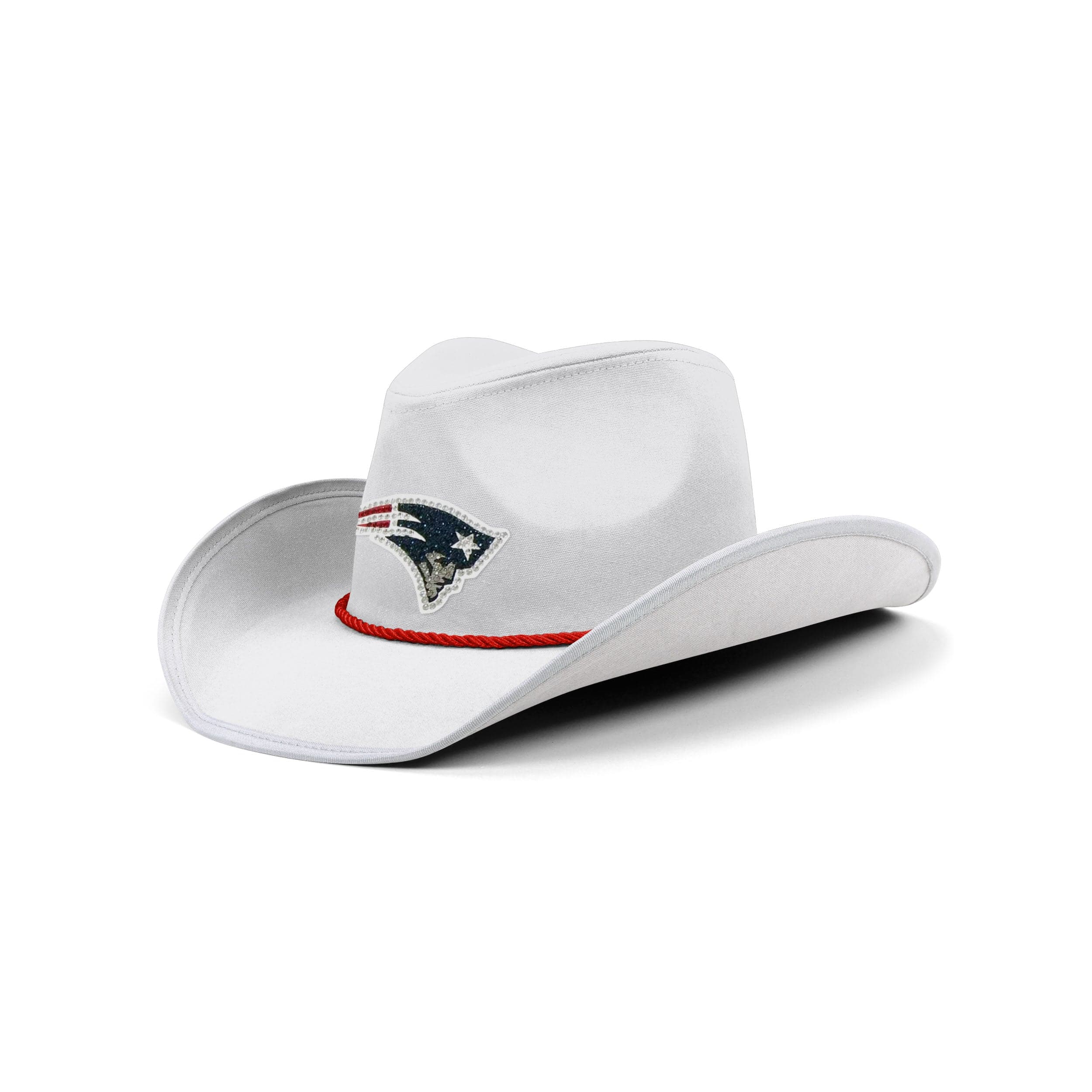 New England Patriots NFL White Rhinestone Logo Cowboy Hat display picture 3