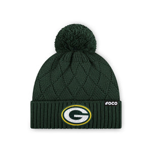 Green Bay Packers NFL Rhinestone Primary Logo Criss Cross Beanie