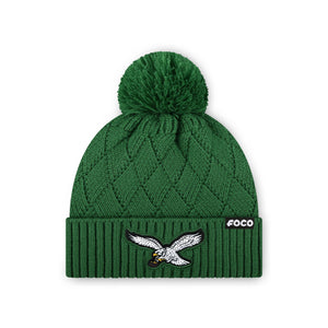Philadelphia Eagles NFL Kelly Green Rhinestone Primary Logo Criss Cross Beanie
