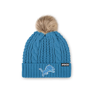Detroit Lions NFL Womens Faux Fur Pom Beanie