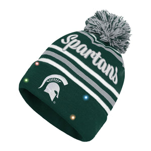 Michigan State Spartans NCAA Womens Wordmark Script Light Up Beanie