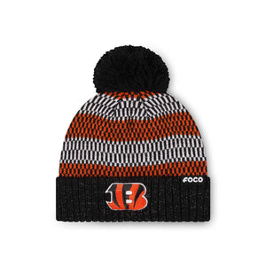 Cincinnati Bengals NFL Womens Cozy Knit Metallic Thread Pom Beanie