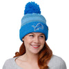 Detroit Lions NFL Womens Cozy Knit Metallic Thread Pom Beanie