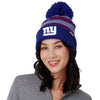 New York Giants NFL Womens Cozy Knit Metallic Thread Pom Beanie