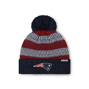 New England Patriots NFL Womens Cozy Knit Metallic Thread Pom Beanie