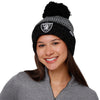 Las Vegas Raiders NFL Womens Cozy Knit Metallic Thread Pom Beanie