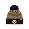 Pittsburgh Steelers NFL Womens Cozy Knit Metallic Thread Pom Beanie