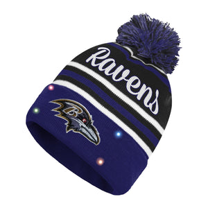 Baltimore Ravens NFL Womens Wordmark Script Light Up Beanie