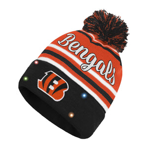 Cincinnati Bengals NFL Womens Wordmark Script Light Up Beanie