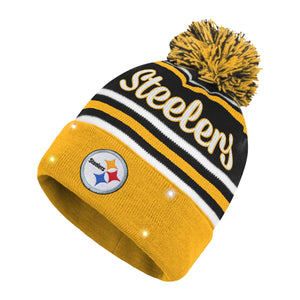 Pittsburgh Steelers NFL Womens Wordmark Script Light Up Beanie