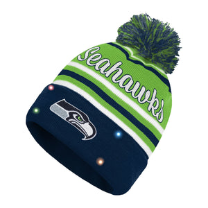 Seattle Seahawks NFL Womens Wordmark Script Light Up Beanie