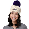 Baltimore Ravens NFL Womens Primary Logo White Cable Knit Pom Beanie (PREORDER - SHIPS EARLY NOVEMBER)