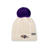 Baltimore Ravens NFL Womens Primary Logo White Cable Knit Pom Beanie