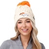 Denver Broncos NFL Womens Primary Logo White Cable Knit Pom Beanie