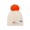 Denver Broncos NFL Womens Primary Logo White Cable Knit Pom Beanie