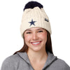 Dallas Cowboys NFL Womens Primary Logo White Cable Knit Pom Beanie