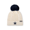 Dallas Cowboys NFL Womens Primary Logo White Cable Knit Pom Beanie