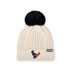 Houston Texans NFL Womens Primary Logo White Cable Knit Pom Beanie