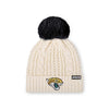 Jacksonville Jaguars NFL Womens Primary Logo White Cable Knit Pom Beanie