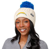 Los Angeles Chargers NFL Womens Primary Logo White Cable Knit Pom Beanie (PREORDER - SHIPS EARLY NOVEMBER)