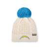 Los Angeles Chargers NFL Womens Primary Logo White Cable Knit Pom Beanie