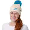 Miami Dolphins NFL Womens Primary Logo White Cable Knit Pom Beanie