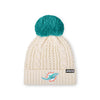 Miami Dolphins NFL Womens Primary Logo White Cable Knit Pom Beanie