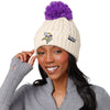 Minnesota Vikings NFL Womens Primary Logo White Cable Knit Pom Beanie