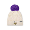 Minnesota Vikings NFL Womens Primary Logo White Cable Knit Pom Beanie