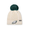 Philadelphia Eagles NFL Womens Primary Logo White Cable Knit Pom Beanie