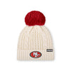 San Francisco 49ers NFL Womens Primary Logo White Cable Knit Pom Beanie