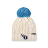 Tennessee Titans NFL Womens Primary Logo White Cable Knit Pom Beanie