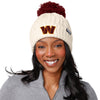 Washington Commanders NFL Womens Primary Logo White Cable Knit Pom Beanie