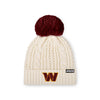 Washington Commanders NFL Womens Primary Logo White Cable Knit Pom Beanie