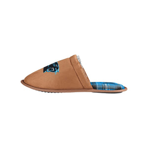 Carolina Panthers NFL Mens Flannel Lined Brown Suede Scuff Slipper