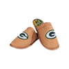 Green Bay Packers NFL Mens Flannel Lined Brown Suede Scuff Slipper