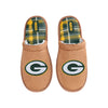 Green Bay Packers NFL Mens Flannel Lined Brown Suede Scuff Slipper