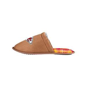 Kansas City Chiefs NFL Mens Flannel Lined Brown Suede Scuff Slipper