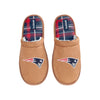 New England Patriots NFL Mens Flannel Lined Brown Suede Scuff Slipper