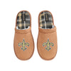 New Orleans Saints NFL Mens Flannel Lined Brown Suede Scuff Slipper