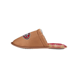 San Francisco 49ers NFL Mens Flannel Lined Brown Suede Scuff Slipper