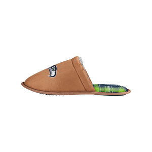 Seattle Seahawks NFL Mens Flannel Lined Brown Suede Scuff Slipper