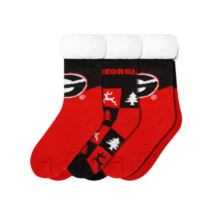 Georgia Bulldogs NCAA Womens Fan Footy 3 Pack Slipper Socks