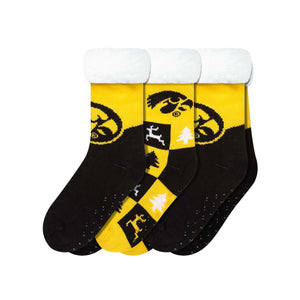 Iowa Hawkeyes NCAA Womens Fan Footy 3 Pack Slipper Socks