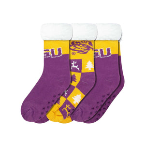 LSU Tigers NCAA Womens Fan Footy 3 Pack Slipper Socks