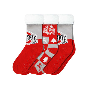 Ohio State Buckeyes NCAA Womens Fan Footy 3 Pack Slipper Socks