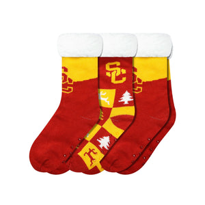 USC Trojans NCAA Womens Fan Footy 3 Pack Slipper Socks
