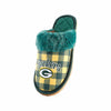 Green Bay Packers NFL Womens Plaid Sherpa Mule Slipper