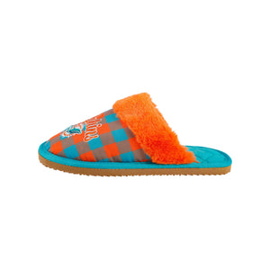 Miami Dolphins NFL Womens Plaid Sherpa Mule Slipper